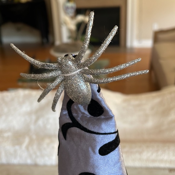 Spider Witch hat. Silver and blk. Large Halloween hat - Picture 2 of 7